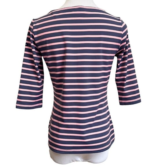 SAINT JAMES GREY PINK HALF SLEEVE BOAT NECK STRIPED TOP - 6 - Picture 3 of 10